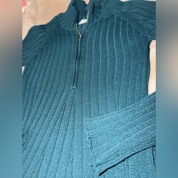 Anthropologie Pilcro Quarter Zip Sweater Teal Long Sleeve Dress Women’s Medium - Picture 5 of 6